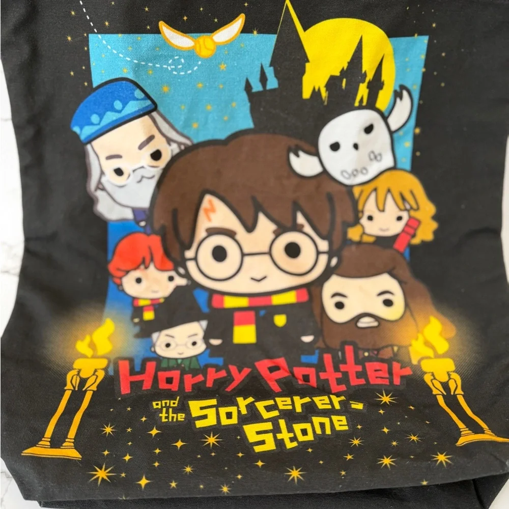 Harry Potter Sorcerer’s Stone Kawaii Tote Bag Black Reusable Book Bag